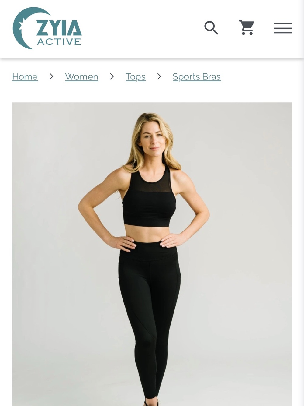 Zyia Active Women's Black High-Neck Sports Bra, size L